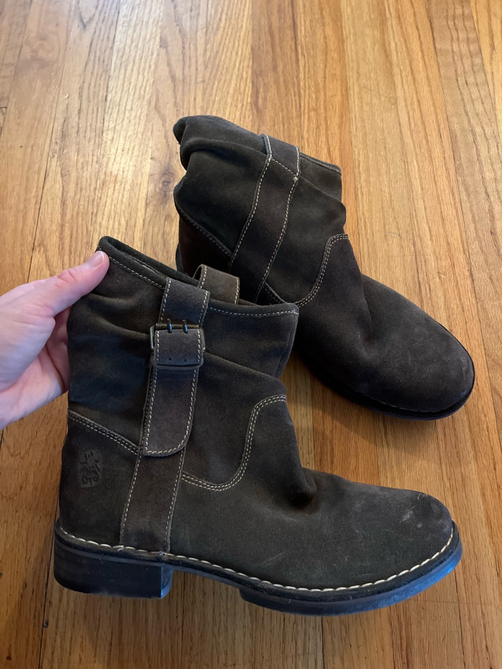 Fly London Women's Dark Green Ankle Booties with Buckle detail size 8